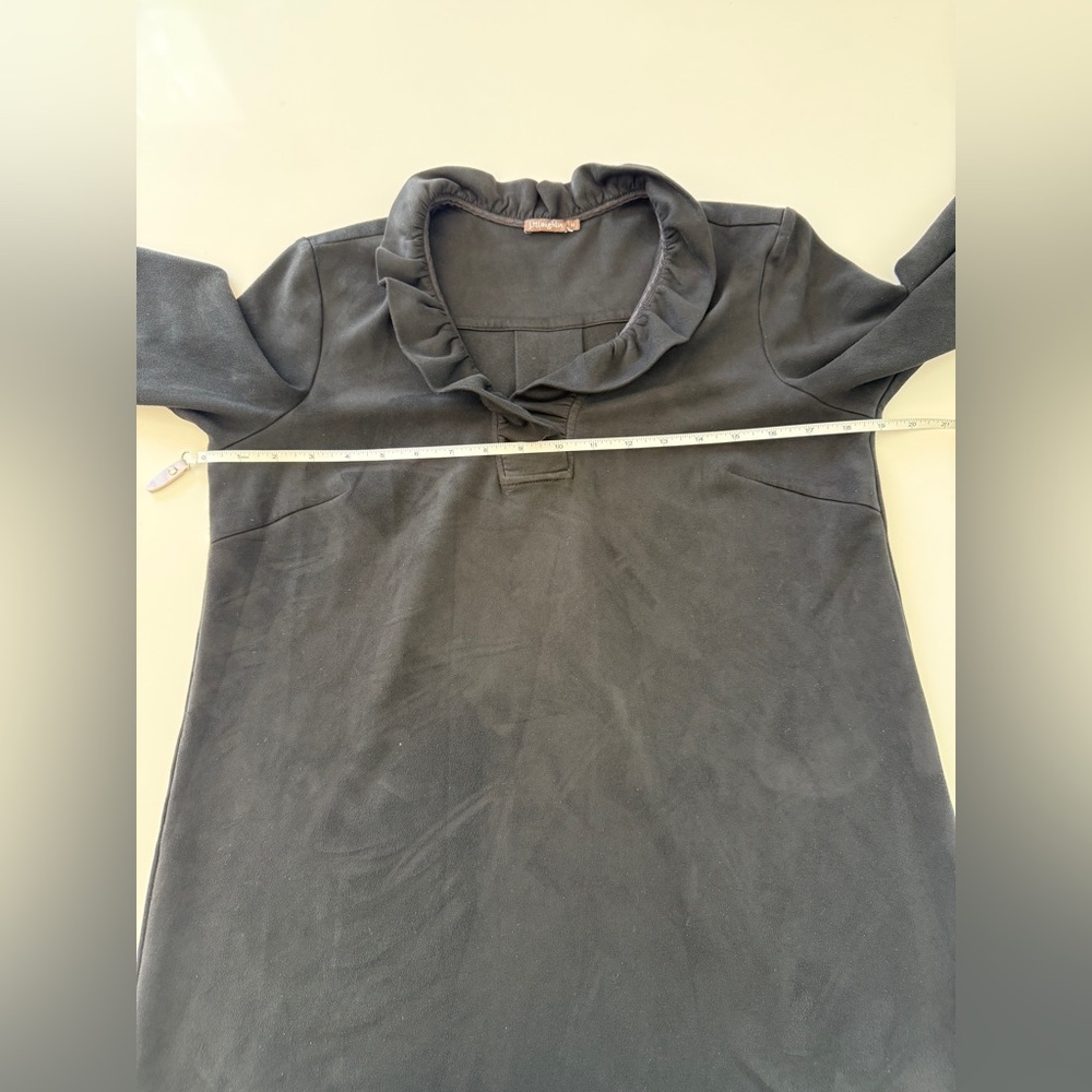 J. McLaughlin-Fontana Faux Suede-Black-Tunic-Fall-Layering-Ruffle Neck-Size M - Picture 9 of 9